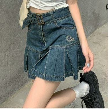 Y2K High Waist Pleated Cargo Skirt for Trendy Coquette and Grunge Aesthetic Outfits