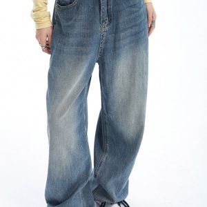 Y2K High-Waisted Blue Jeans for Vintage Aesthetic Outfits and Everyday Style