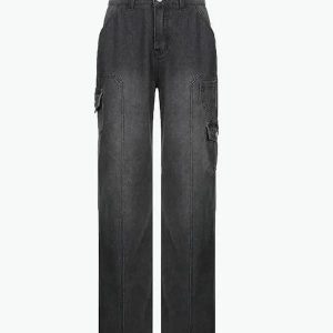 Y2K High Waisted Jeans for Trendy Grunge Aesthetic Outfits and Vintage Style Looks