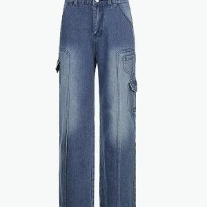 Y2K High Waisted Jeans for Trendy Grunge Aesthetic Outfits and Vintage Style Looks