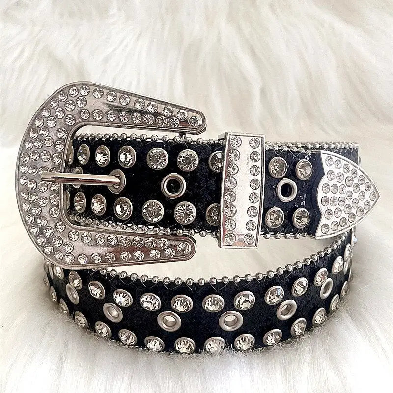 Y2K-Inspired Cowboy Diamond Belt for Trendy Grunge and Coquette Aesthetic Outfits