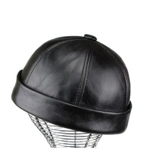 Y2K Leather Beanie for Edgy Grunge Style and Coquette Aesthetic Fashion