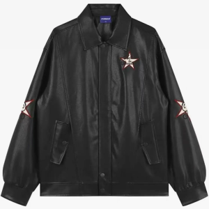 Y2K Leather Jacket: Edgy Grunge Style Outerwear for Trendy Aesthetic Outfits