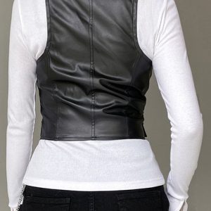 Y2K Leather Jacket: Edgy Grunge Style Outerwear for Trendy Aesthetic Outfits