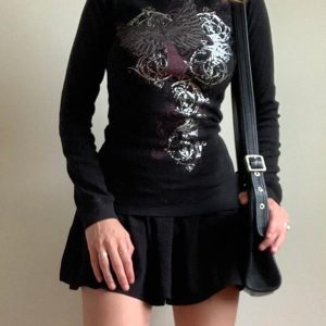 Y2K Long Sleeve Shirt - Trendy Aesthetic Top for Coquette and Grunge Styles