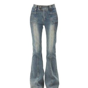 Y2K Low Rise Flare Jeans for Trendy Grunge Aesthetic Outfits and Vintage Vibes