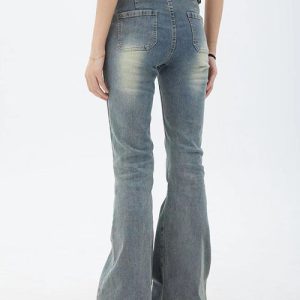 Y2K Low Rise Flare Jeans for Trendy Grunge Aesthetic Outfits and Vintage Vibes