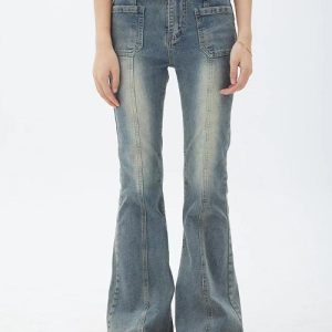 Y2K Low Rise Flare Jeans for Trendy Grunge Aesthetic Outfits and Vintage Vibes