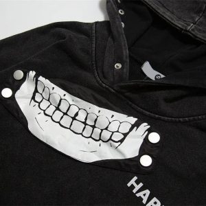 Y2K Money Heist Skelly Hoodie - Trendy Grunge Aesthetic Pullover for Stylish Outfits