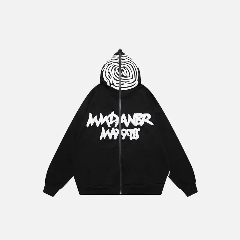 Y2K Oversized Finger Print Hoodie - Trendy Grunge Aesthetic for Cozy Style