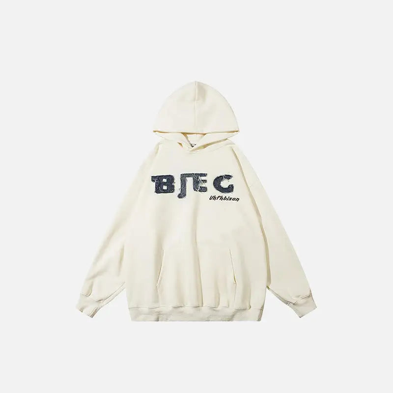 Y2K Oversized Hoodie with Letter Print - Trendy Grunge Aesthetic for Effortless Style