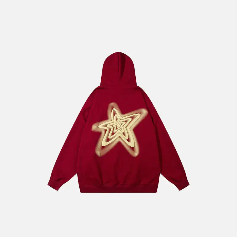 Y2K Oversized Hoodie with Letter Print and Star Design - Trendy Y2K Fashion Essential