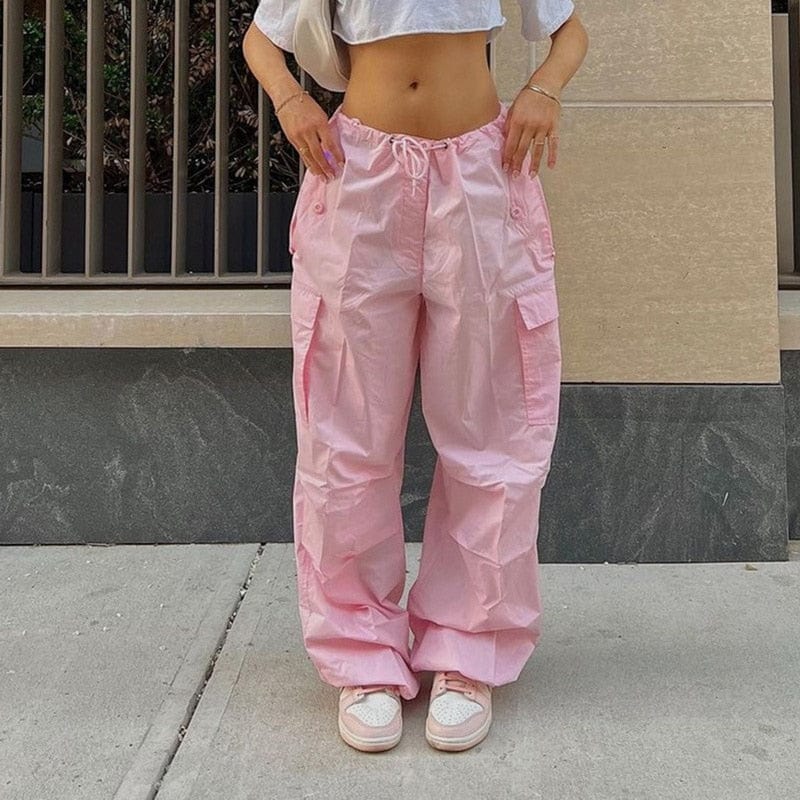 Y2K Pink Cargo Pants for Trendy Coquette Aesthetic and Grunge Style Outfits