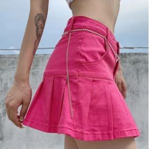 Y2K Pleated Mini Skirt - Trendy Cargo Skirt for Coquette and Grunge Aesthetic Outfits