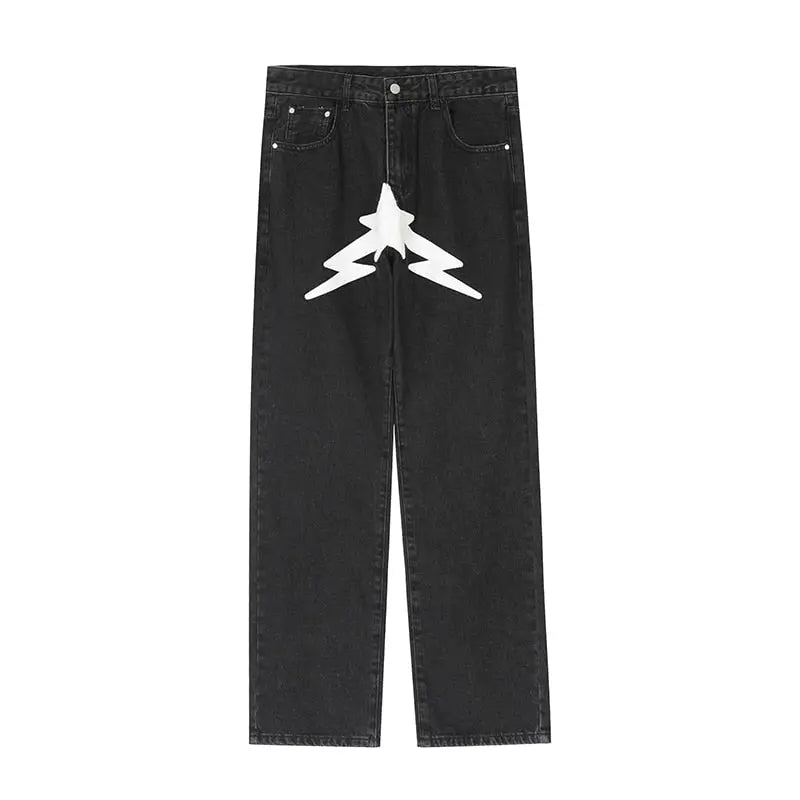 Y2K Printed Jeans in Streetwear Style - Trendy Vintage Aesthetic for Modern Fashionistas