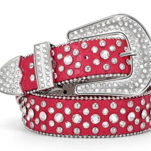 Y2K Red Rhinestone Belt for Coquette Aesthetic and Grunge Style Outfits