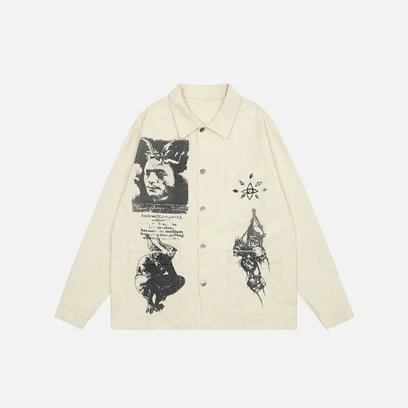 Y2K Retro Devil Skull Graphic Jacket for Edgy Grunge Aesthetic Outfits