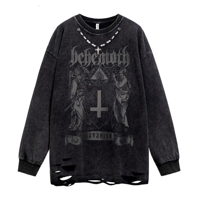 Y2K Reverse Cross Tee: Edgy Grunge Aesthetic Top for Trendy Y2K Fashion Lovers