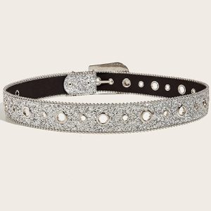 Y2K Rhinestone Belt for Coquette Aesthetic and Grunge Style Outfits