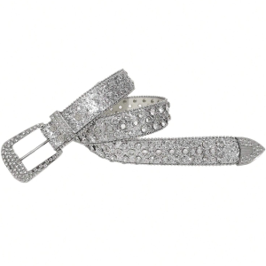 Y2K Rhinestone Silver Belt for Coquette Aesthetic and Grunge Style Outfits