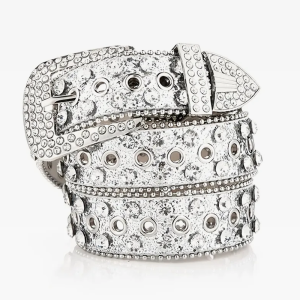 Y2K Rhinestone Silver Belt for Coquette Aesthetic and Grunge Style Outfits