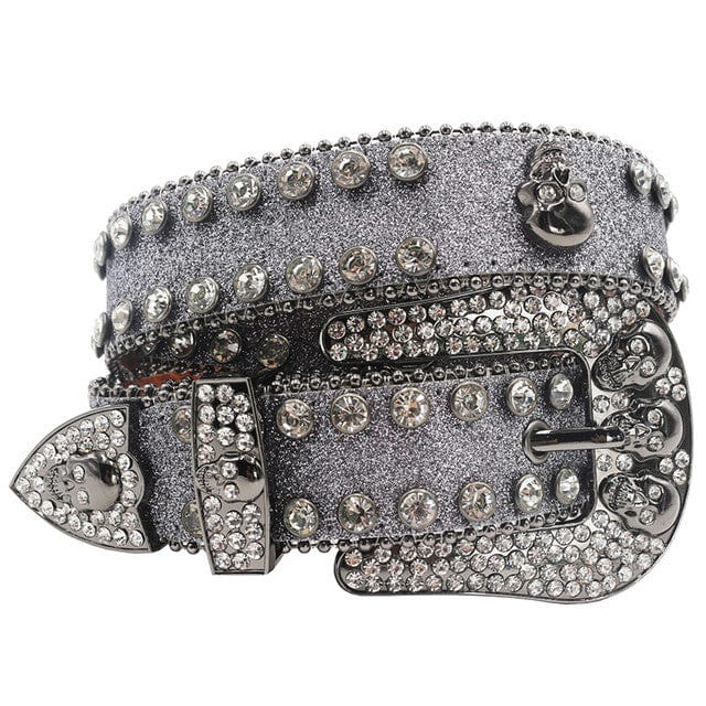 Y2K Rhinestone Skull Belt for Grunge Aesthetic and Coquette Style Outfits