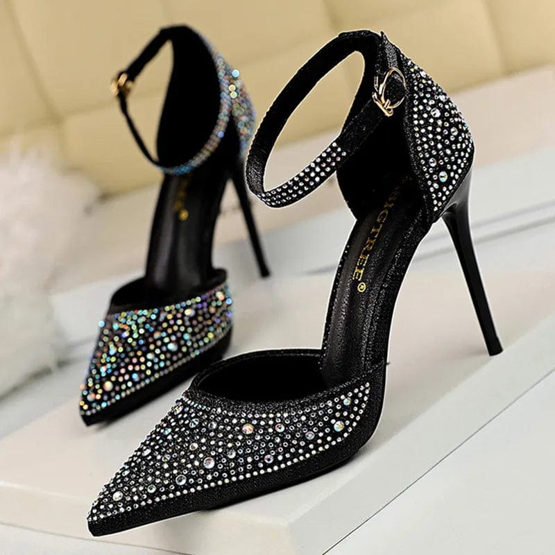 Y2K Shiny Rhinestone High Heels for Glamorous Coquette Aesthetic Outfits