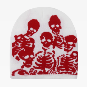 Y2K Skeleton Beanie: Trendy Grunge Aesthetic Accessory for Cozy, Edgy Outfits