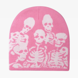 Y2K Skeleton Beanie: Trendy Grunge Aesthetic Accessory for Cozy, Edgy Outfits