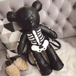 Y2K Skeleton Bear Backpack: Cute Aesthetic Bag for Y2K Fashion Lovers