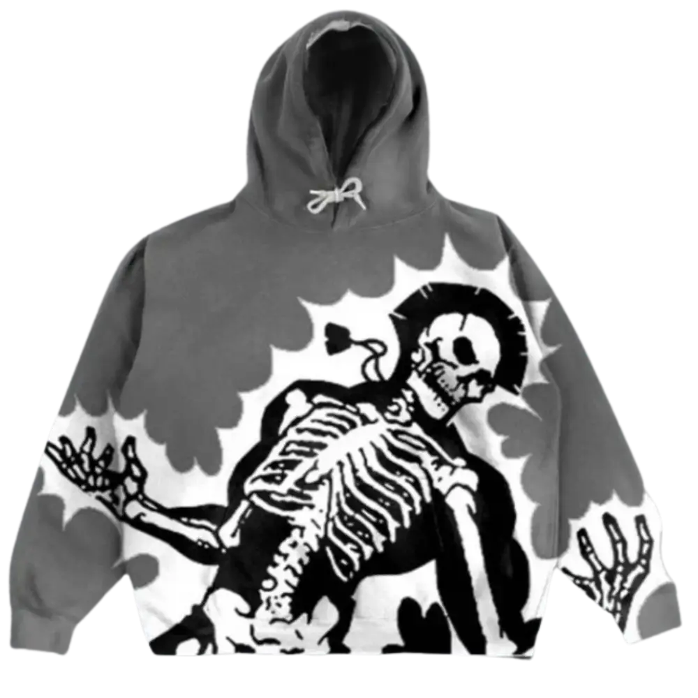 Y2K Skeleton Hoodie: Trendy Grunge Aesthetic for a Unique Vintage Vibe