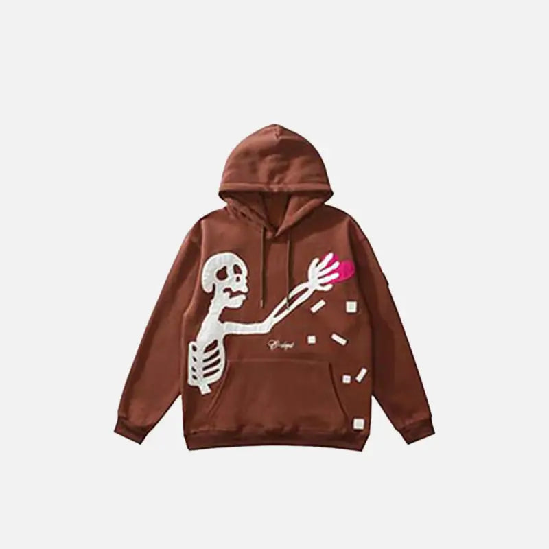 Y2K Skeleton Searching For Love Hoodie - Cute Grunge Aesthetic Pullover