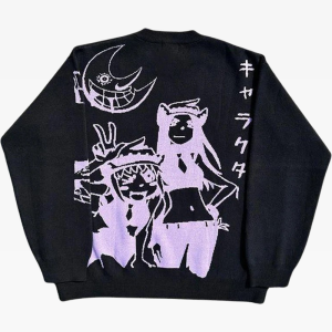 Y2K Soul Eater Sweater: Cozy Grunge Aesthetic Top for Cute and Comfy Outfits