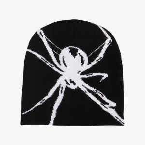 Y2K Spider Beanie: Trendy Grunge Aesthetic Accessory for Cozy Fall Outfits