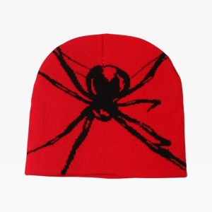 Y2K Spider Beanie: Trendy Grunge Aesthetic Accessory for Cozy Fall Outfits