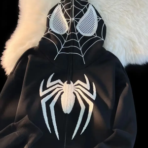 Y2K Spider Hoodie: Embrace Grunge Aesthetic with a Cozy, Cute Top for Y2K Fashion Lovers