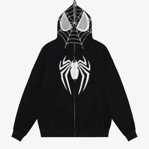 Y2K Spider Hoodie: Embrace Grunge Aesthetic with a Cozy, Cute Top for Y2K Fashion Lovers