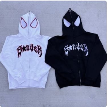 Y2K Spider Print Hoodie - Trendy Grunge Aesthetic Top for Unique Y2K Outfits