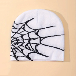 Y2K Spider Web Beanie - Cute Grunge Aesthetic Accessory for Cozy Fall Outfits