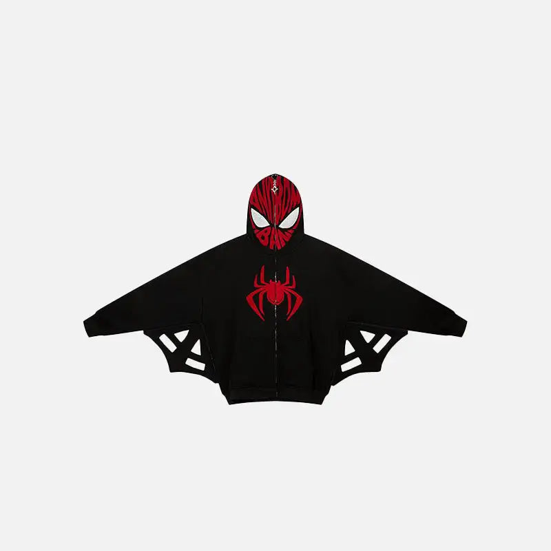 Y2K Spider Web Full Zip-Up Jacket - Trendy Grunge Aesthetic Outerwear for Unique Style