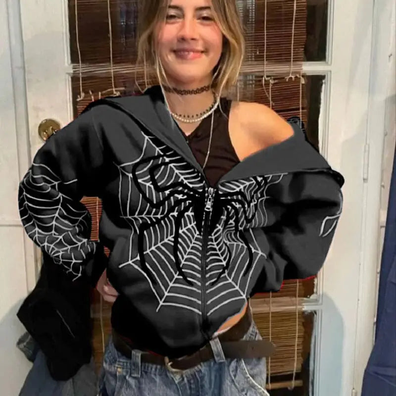 Y2K Spiderweb Inspiration Top - Trendy Grunge Aesthetic Tee for Unique Outfits