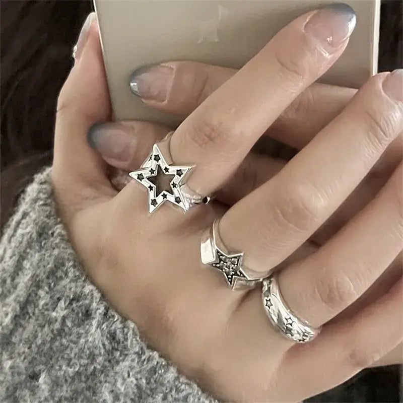 Y2K Star Adjustable Rings - Trendy Coquette Aesthetic Jewelry for Unique Style