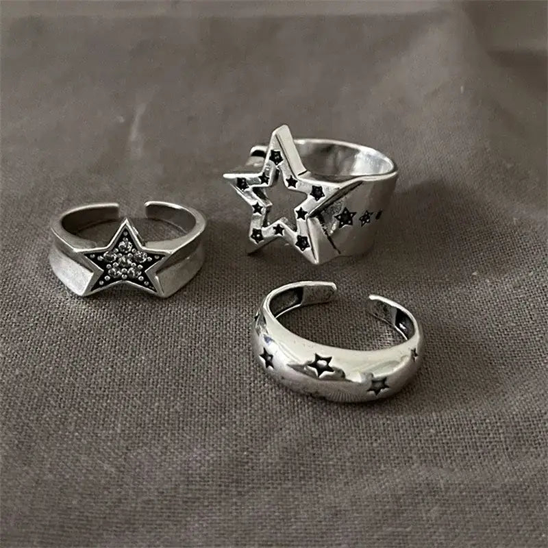 Y2K Star Adjustable Rings - Trendy Coquette Aesthetic Jewelry for Unique Style