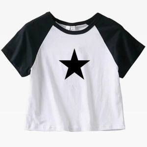 Y2K Star Crop Top: Trendy Aesthetic Top for Grunge and Coquette Styles