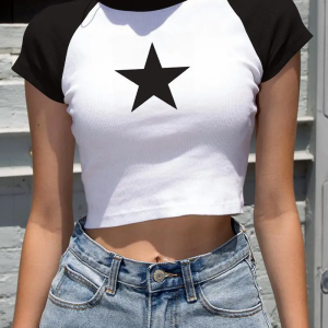 Y2K Star Crop Top: Trendy Aesthetic Top for Grunge and Coquette Styles