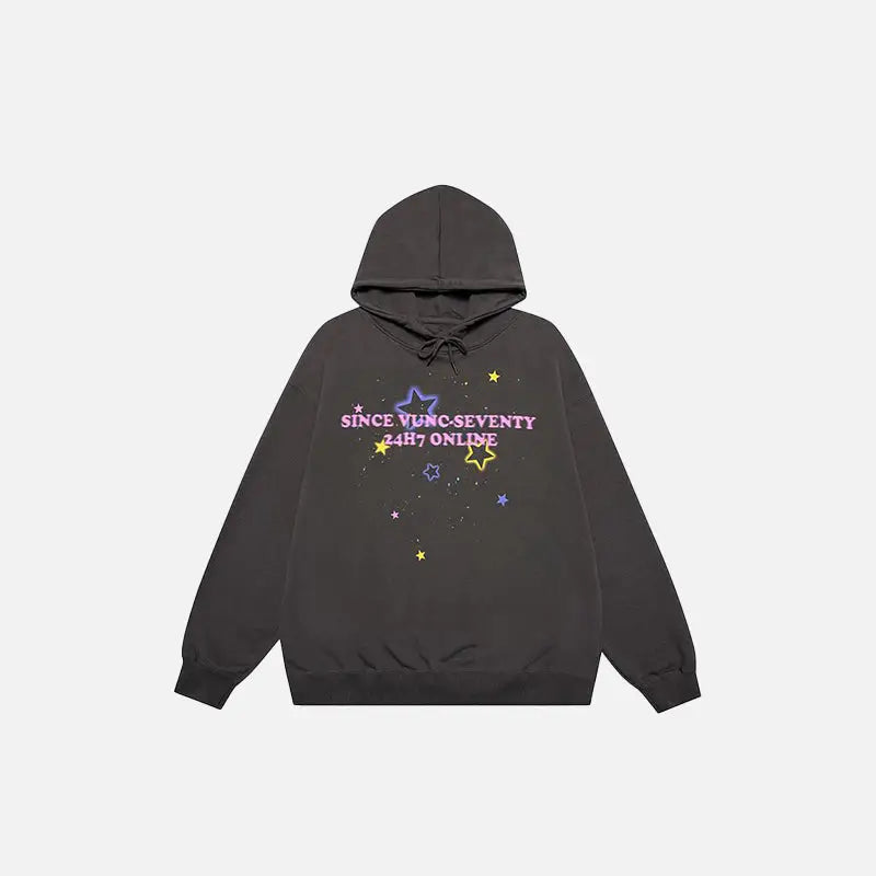 Y2K Star Graphic Oversized Hoodie - Trendy Grunge Aesthetic for Ultimate Comfort