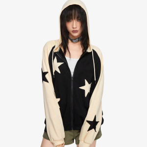 Y2K Star Hoodie: Trendy Grunge Aesthetic Pullover for Stylish Outfits and Cozy Vibes