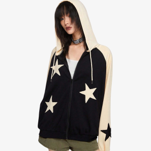 Y2K Star Hoodie: Trendy Grunge Aesthetic Pullover for Stylish Outfits and Cozy Vibes