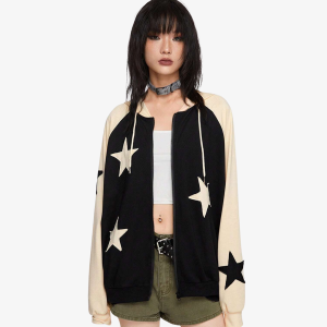 Y2K Star Hoodie: Trendy Grunge Aesthetic Pullover for Stylish Outfits and Cozy Vibes