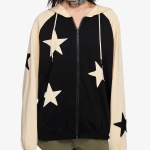 Y2K Star Hoodie: Trendy Grunge Aesthetic Pullover for Stylish Outfits and Cozy Vibes